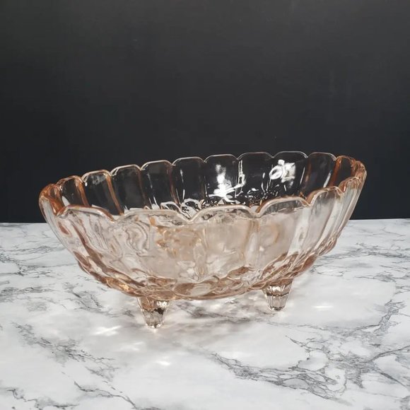 Indiana Glass Garland Pink Fruit Centerpiece Bowl Vintage - Picture 4 of 9